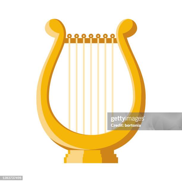 stockillustraties, clipart, cartoons en iconen met pictogram lyre op transparante achtergrond - lier