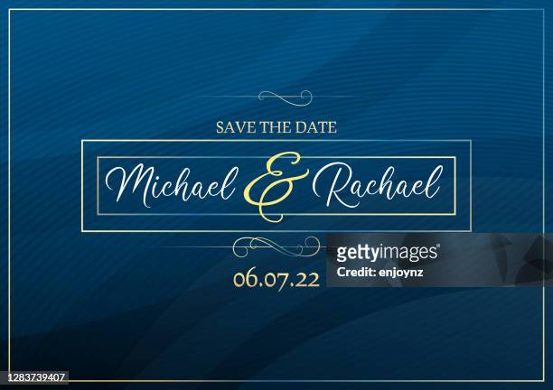 blue save the date wedding invitation - elegant stock illustrations