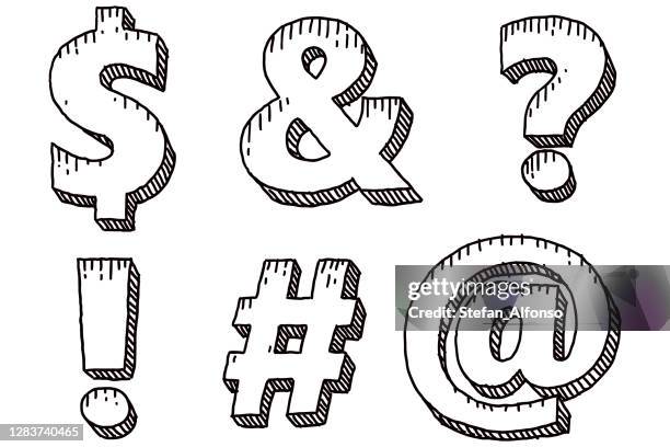 ilustrações de stock, clip art, desenhos animados e ícones de doodles of special characters - arroba