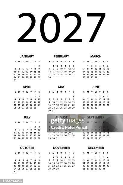 Calendar 2027 symple layout illustration week starts on sunday ...