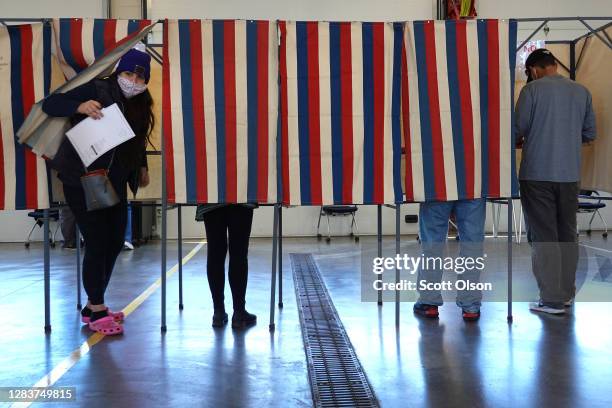 Residents vote at the Town of Beloit fire station on November 03, 2020 near Beloit, Wisconsin. After a record-breaking early voting turnout,...