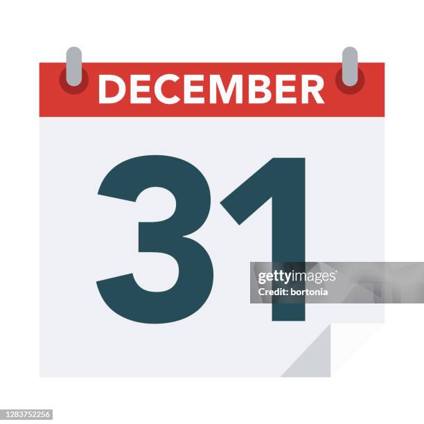 new year's eve calendar icon on transparent background - 31 january stock illustrations
