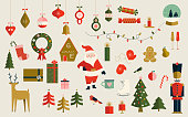 Mega Set of 43 Christmas Elements and Icons including: Santa Claus, Reindeer, Gingerbread Men, The Nutcracker, Christmas Trees, Christmas Ornaments, Stockings, Wreaths and More