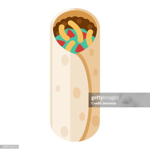 ilustraciones, imágenes clip art, dibujos animados e iconos de stock de icono de burrito sobre fondo transparente - carne de vaca