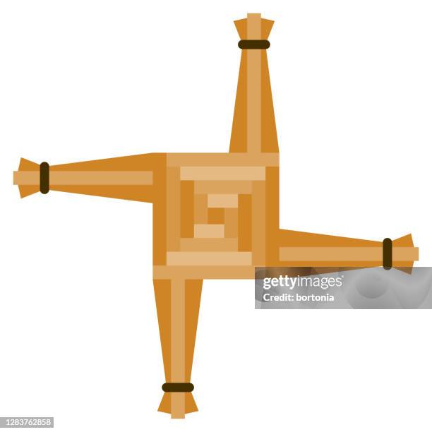 saint brigid's cross icon on transparent background - celtic cross stock illustrations