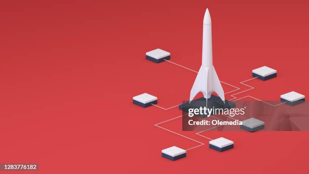 concepten en ideeën. raket 3d isometrische concept - 3d rocket stockfoto's en -beelden