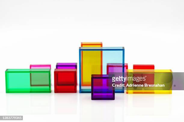 acrylic squares and rectangles - tonklumpen stock-fotos und bilder