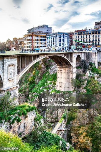 algeria, the sidi rached bridge of constantine - arch of constantine stock-fotos und bilder