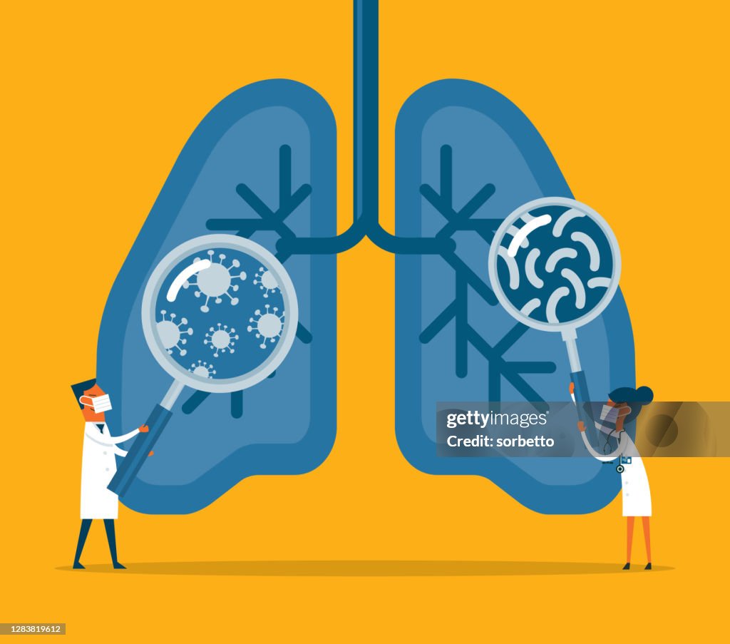 Bacteria and viruses on human lungs