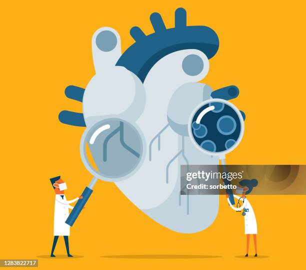 heart checkup - doctor checking heart stock illustrations