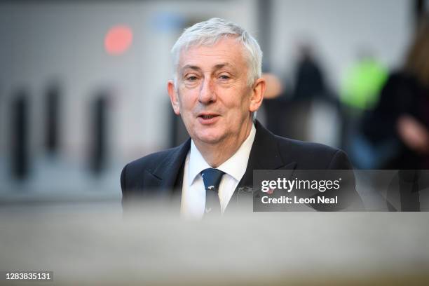 Speaker of the House of Commons Sir Lindsay Hoyle walks through Westminster on November 04, 2020 in London, England. Following the weekly Prime...