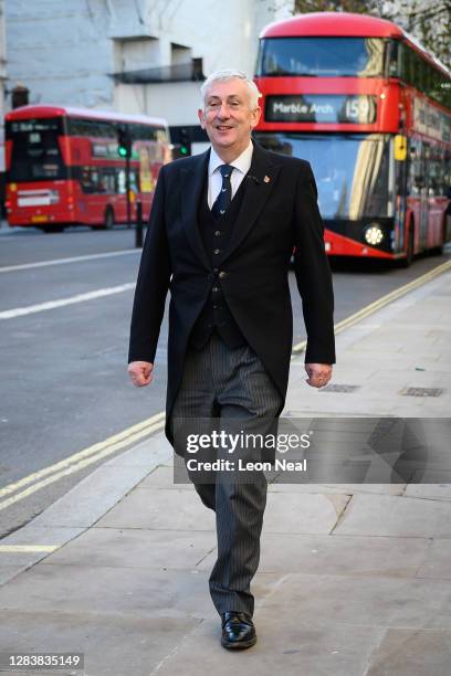 Speaker of the House of Commons Sir Lindsay Hoyle walks through Westminster on November 04, 2020 in London, England. Following the weekly Prime...