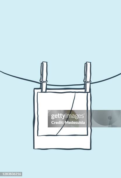 photograph paper - clothes peg isolated stock illustrations