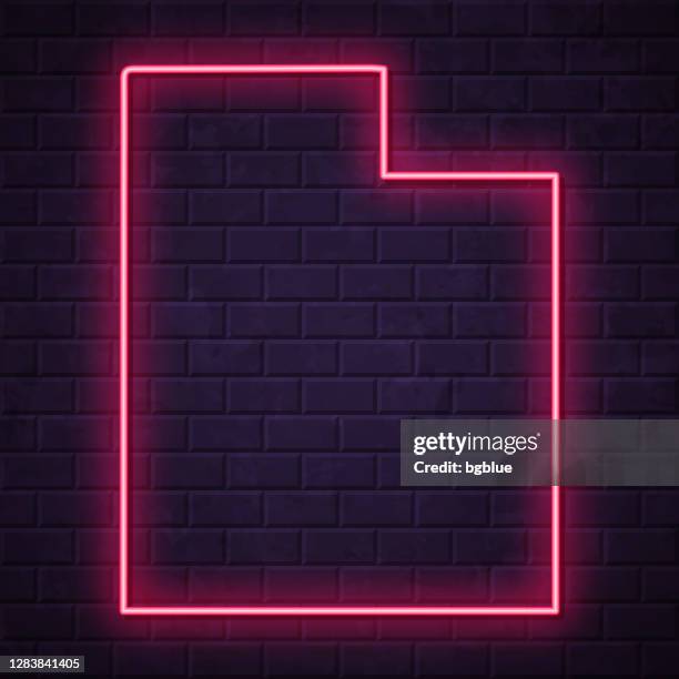 utah map - glowing neon sign on brick wall background - fluorescent light stock illustrations