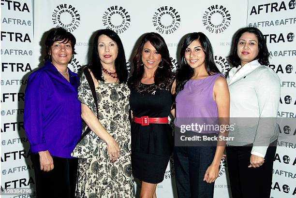 Board member Anna Calderon, AFTRA director Consuelo Flores, moderator Dunia Elvir, AFTRA board members Lauren Perez-Rangel and Evangelina Nevarez...