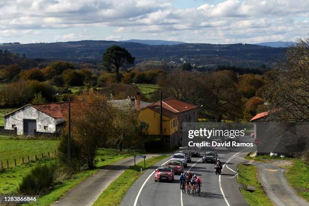 Thymen Arensman of The Netherlands and Team Sunweb / Hugh Carthy of The United Kingdom and Team EF Pro Cycling / Pierre-Luc Perichon of France and...