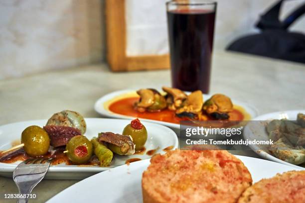tapas - barcelona tapas stock pictures, royalty-free photos & images