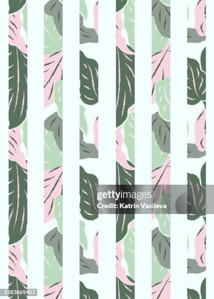 jungle fresh stripes seamless pattern light blue background - shower curtain stock illustrations