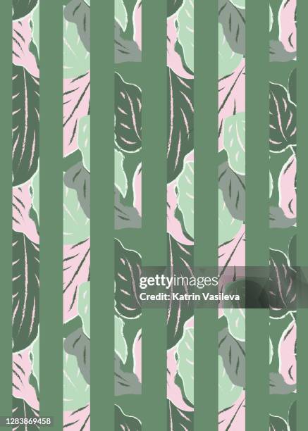 jungle fresh stripes seamless pattern green background - shower curtain stock illustrations