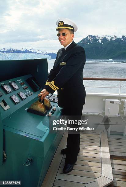 safety officer on bridge of cruise ship - boat captain stock-fotos und bilder