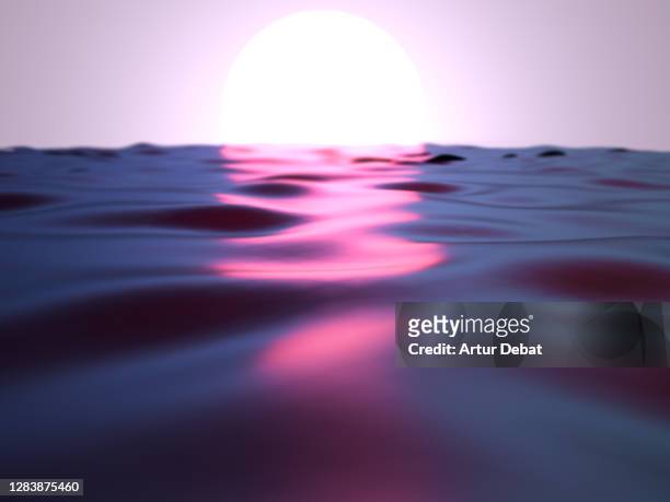 beautiful surreal sunrise over the sea made with digital computer graphics. - espiritualidad fotografías e imágenes de stock