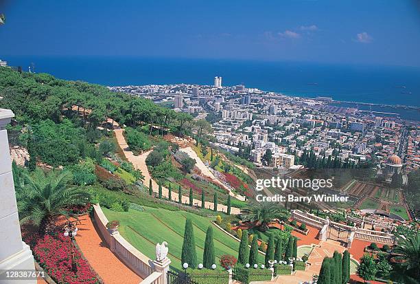 baha'i shrine and garden, israel - haifa fotografías e imágenes de stock