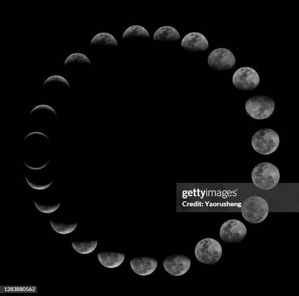 phases of moon,super size,shoot by telephoto lens - medias lunas fotografías e imágenes de stock