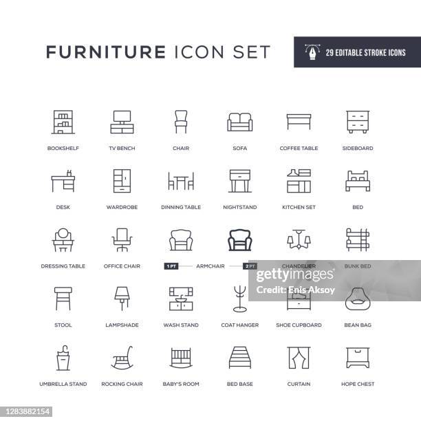 stockillustraties, clipart, cartoons en iconen met pictogrammen voor bewerkbare lijnpictogrammen voor meubels - nachtkastje