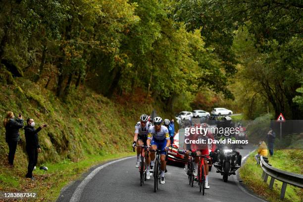 Thymen Arensman of The Netherlands and Team Sunweb / Hugh Carthy of The United Kingdom and Team EF Pro Cycling / Pierre-Luc Perichon of France and...