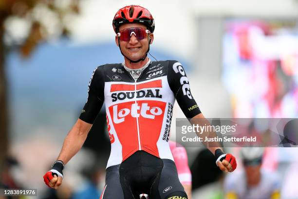 Arrival / Tim Wellens of Belgium and Team Lotto Soudal / Celebration / during the 75th Tour of Spain 2020, Stage 14 a 204,7km stage from Lugo to...