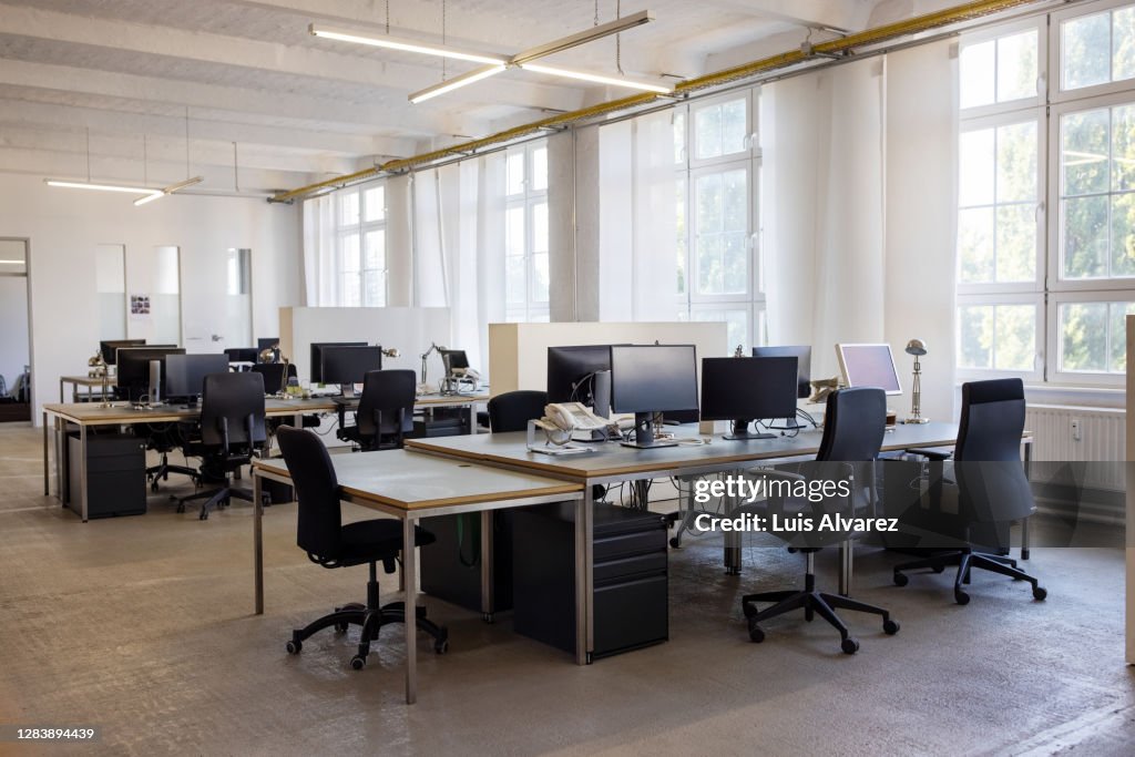 Open plan startup office space