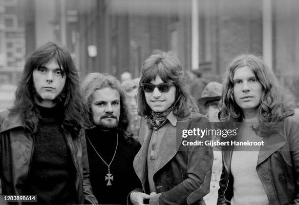 Argent, group portrait in London, 1971. L-R Robert Henrit, Jim Rodford, Russ Ballard, Rod Argent.