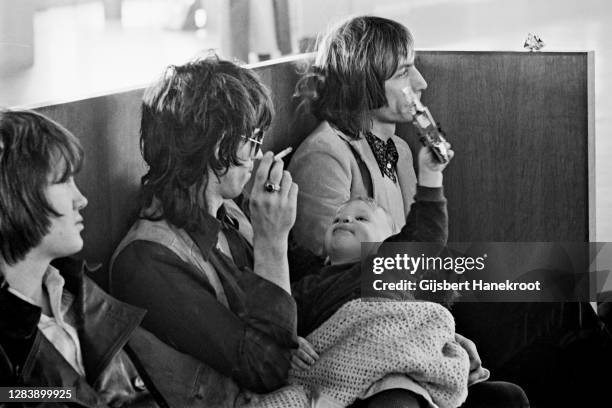 Keith Richards and Chalrie Watts of The Rolling Stones at Schiphol Airport, Netherlands, returning home after the last date of The Rolling Stones...