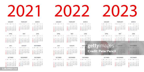 Calendar 2021 2022 2023 Symple Layout Illustration Week Starts On
