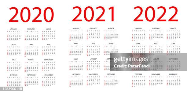 Calendar 2020 2021 2022 Symple Layout Illustration Week Starts On
