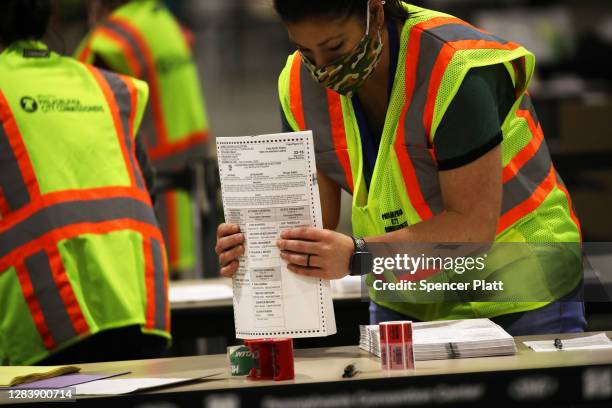 Election workers count ballots on November 04, 2020 in Philadelphia, Pennsylvania. With no winner declared in the presidential election last night,...