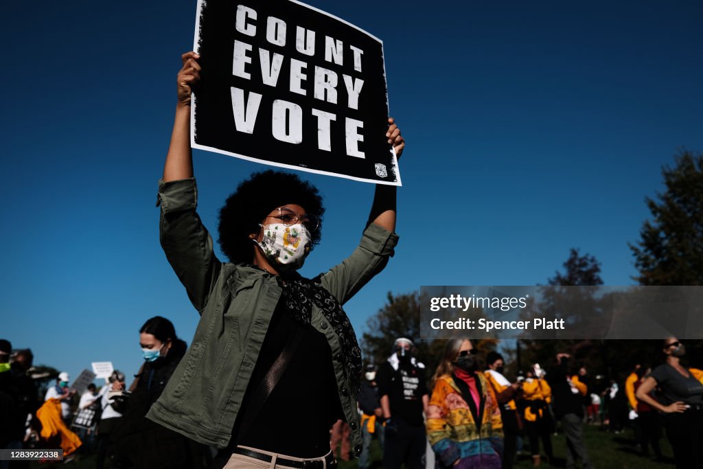 Protestors Hold "Count Every Vote" Protest Rally In Philadelphia