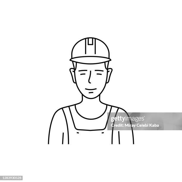 construction worker line icon - character builder stock illustrations