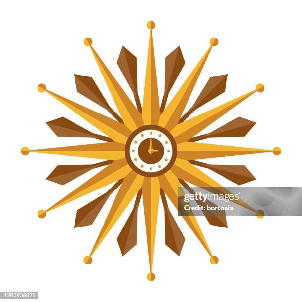 retro clock icon on transparent background - clock stock illustrations