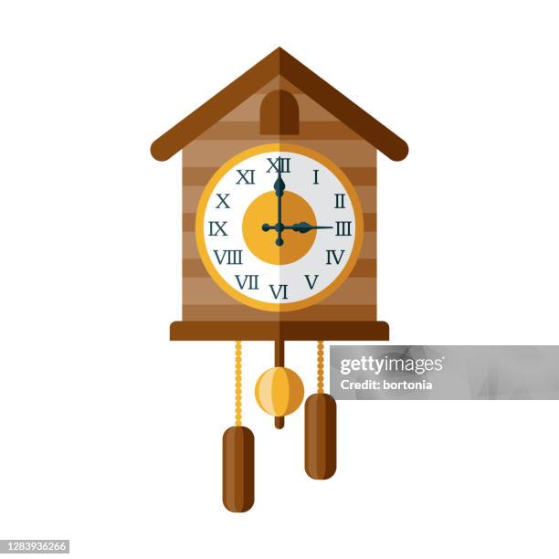 cuckoo clock icon on transparent background - clock hand stock illustrations