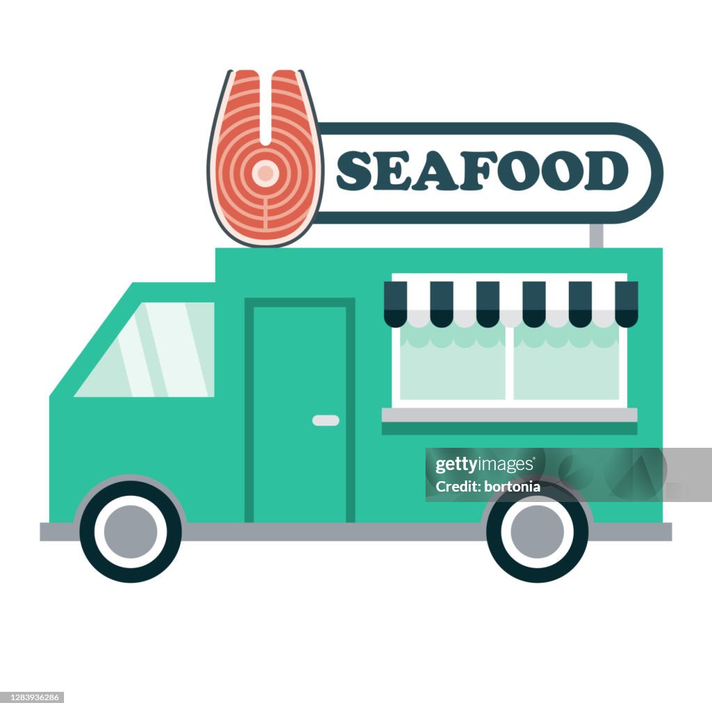 Food Truck Icon on Transparent Background