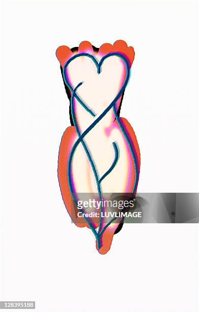 sexy heart shape figure of girl illustration - amore stock illustrations