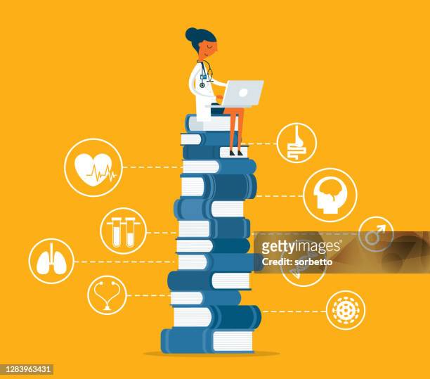 medical research - person in further education stock illustrations