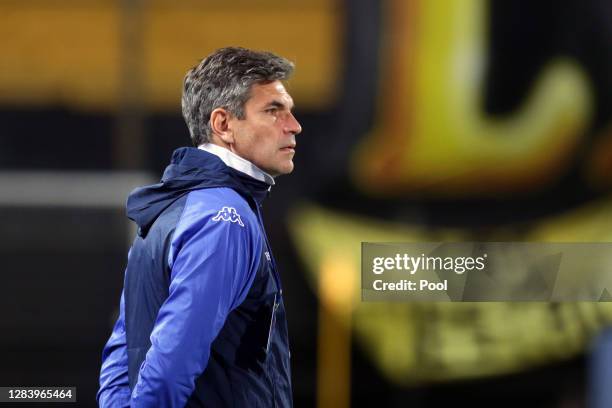 Mauricio Pellegrino head coach of Velez Sarsfield looks on during a second leg match of the second round of Copa CONMEBOL Sudamericana 2020 between...