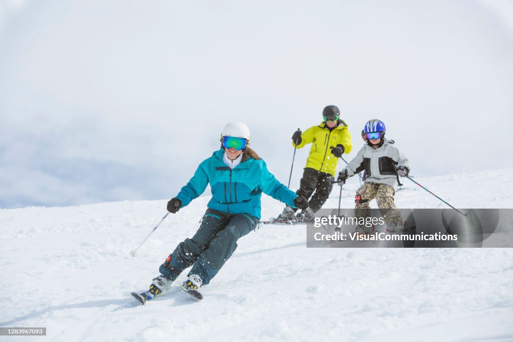 Family on ski vacation in Whistler, BC, Canada.