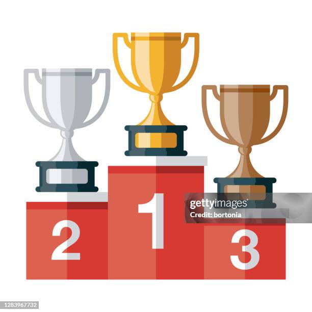 awards podium icon on transparent background - golden medals of merit in work ceremony stock illustrations