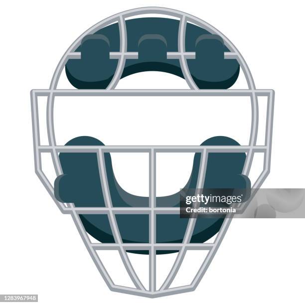 catcher's mask icon on transparent background - baseball catcher stock illustrations