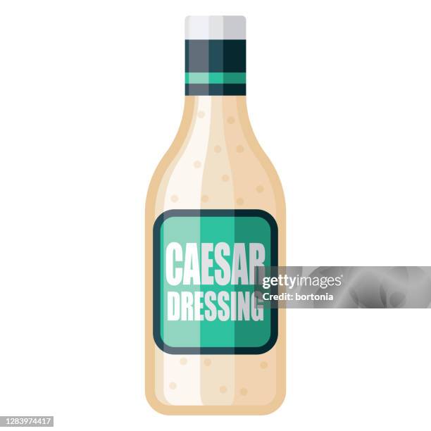 caesar salad dressing icon on transparent background - salad dressing bottle stock illustrations