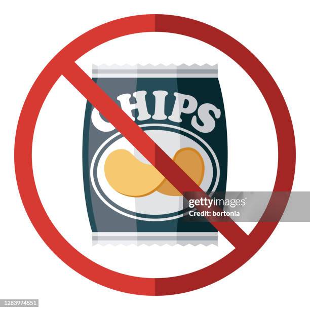 no junk food icon on transparent background - single potato chip stock illustrations