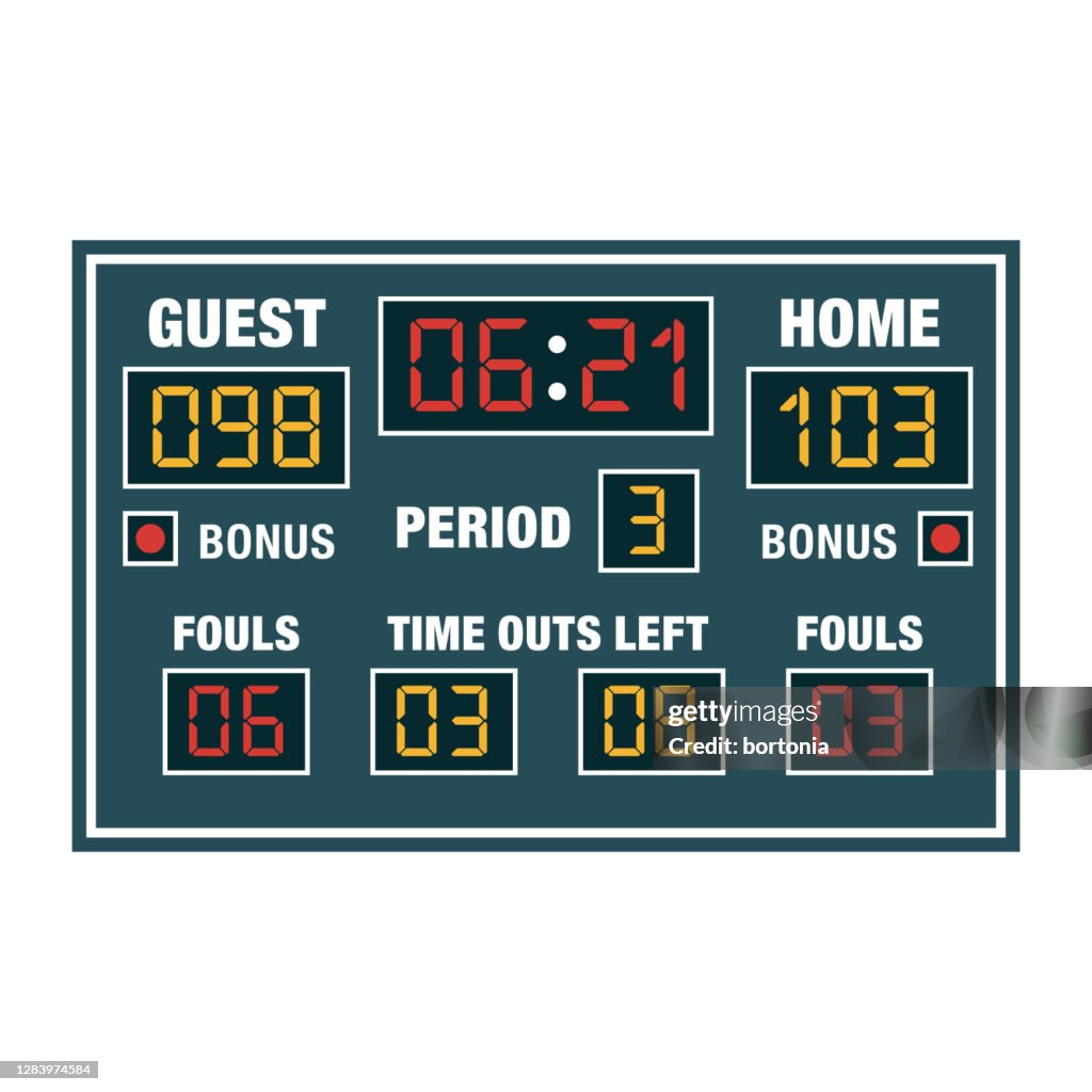 Basketball Scoreboard Icon on Transparent Background